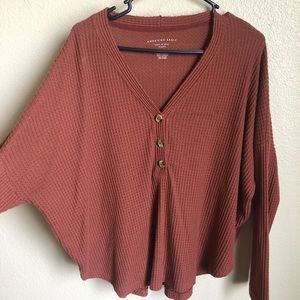 Rust colored plush button up sweater